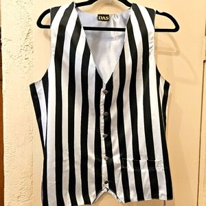 Silk black & white striped vest